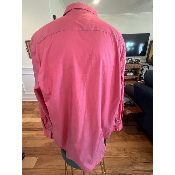 PERRY ELLIS LONG SLEEVE CORAL BUTTON UP 100% COTTON MENS SIZE XL - Picture 4 of 5